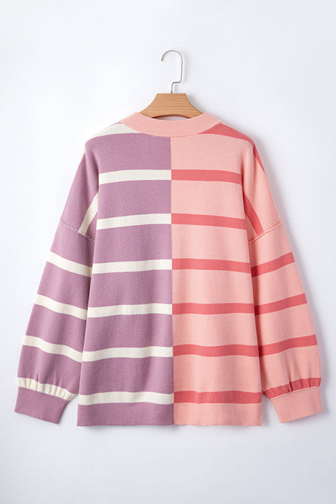 Stripe Colorblock Oversized Sweater